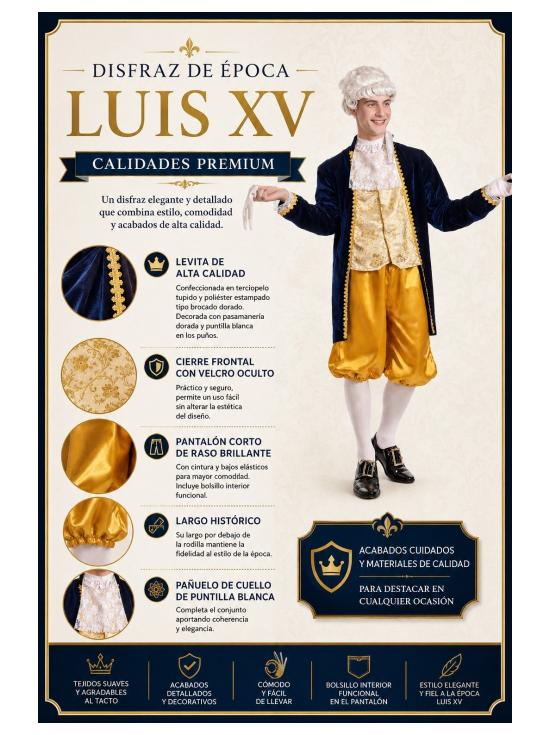 Disfarce Luís XV para Homem