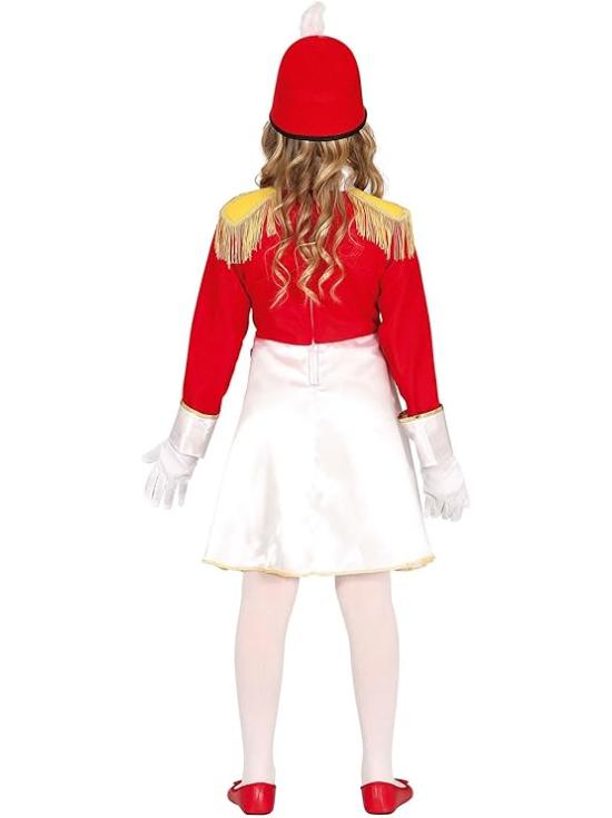 Fantasia de Majorette para Meninas - Roupa Infantil Vermelha, Branca e Dourada