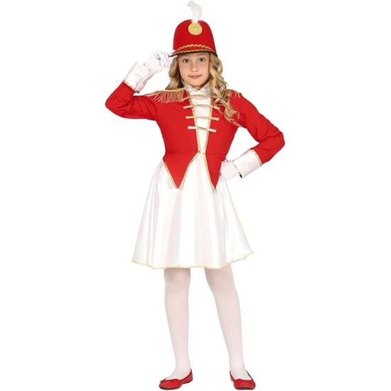 Fantasia de Majorette para Meninas - Roupa Infantil Vermelha, Branca e Dourada Fantasia de Majorette para Meninas - Roupa Infantil Vermelha, Branca e Dourada