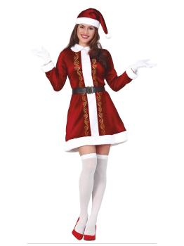 Fato de Mãe Natal castanha para mulher