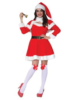 Fantasia de mãe natal de manga comprida para mulheres