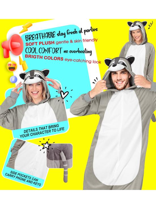 🦝 Fantasia de Guaxinim Unissex para Adultos