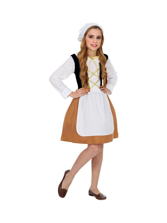Fato de estalajadeiro medieval alegre para menina