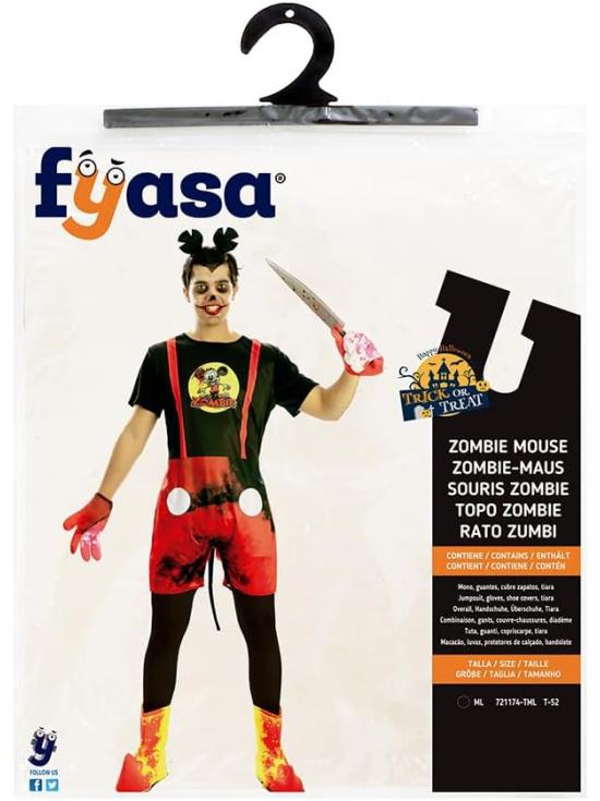 Fantasia de zumbi do Mickey Mouse para homens tamanho ML