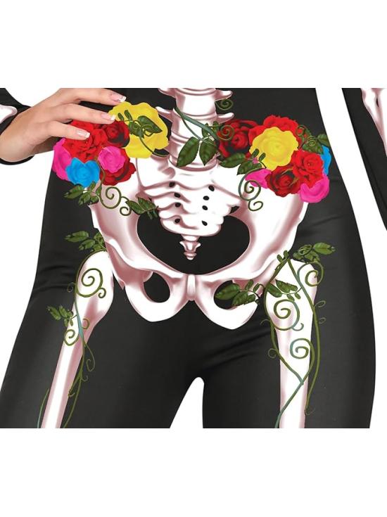 Fantasia de macaco estampada para o Dia dos Mortos para mulheres