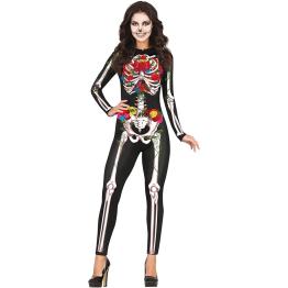Fantasia de macaco estampada para o Dia dos Mortos para mulheres