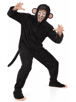 Fantasia de Macaco para Adulto Masculino – Macacão Preto com Capuz e Rabo