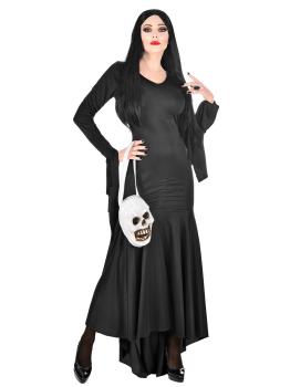 Disfraz de Morticia Familia Addams con bolso