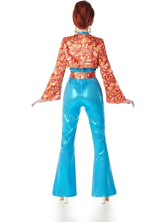 🕺 Fantasia Disco Azul Feminina Anos 70