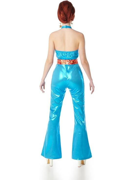 🕺 Fantasia Disco Azul Feminina Anos 70