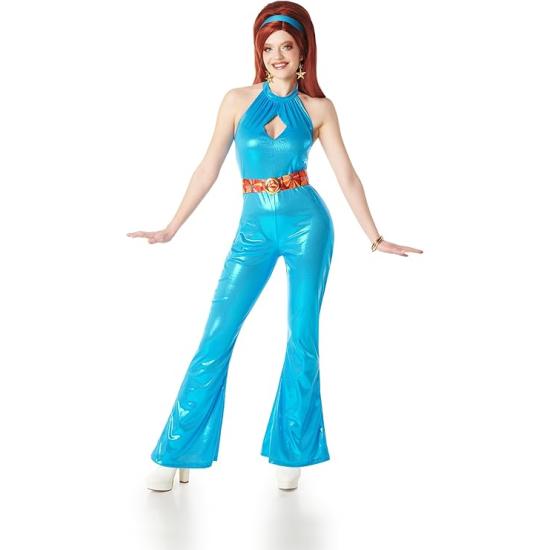 🕺 Fantasia Disco Azul Feminina Anos 70