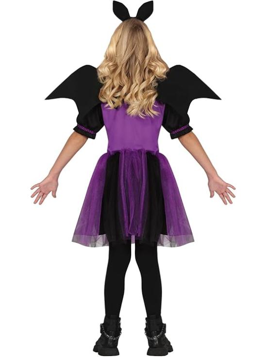 Fantasia de Morcego Lilás para Meninas - Fantasia de Morcego com Tiara de Morcego, Vestido de Tutu e Asas - Fantasias de Halloween para Meninas