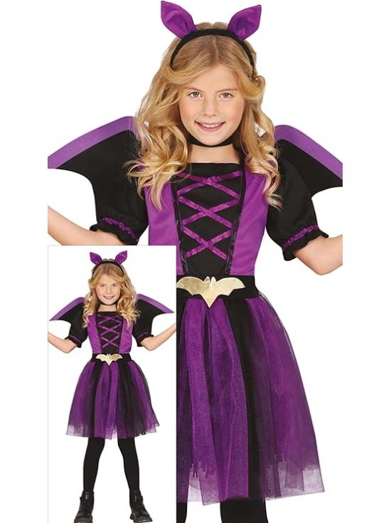 Fantasia de Morcego Lilás para Meninas - Fantasia de Morcego com Tiara de Morcego, Vestido de Tutu e Asas - Fantasias de Halloween para Meninas