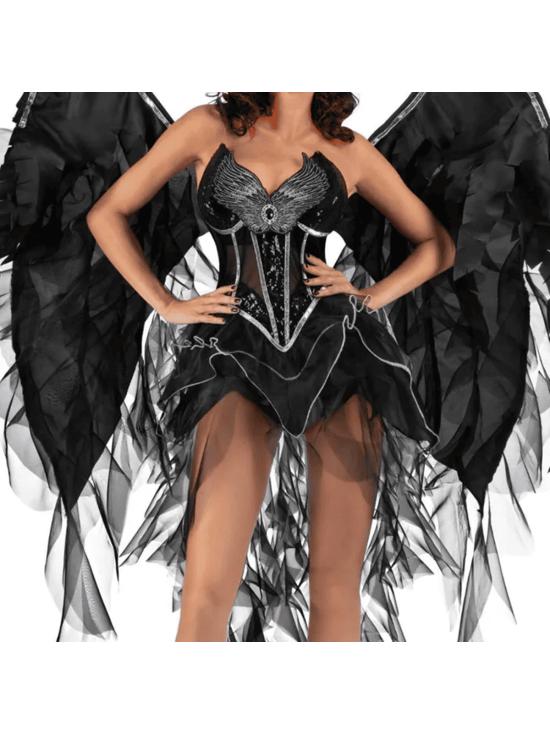 Fantasia de Anjo Negro de Luxo para Mulheres Adultas