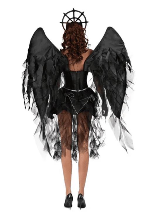 Fantasia de Anjo Negro de Luxo para Mulheres Adultas