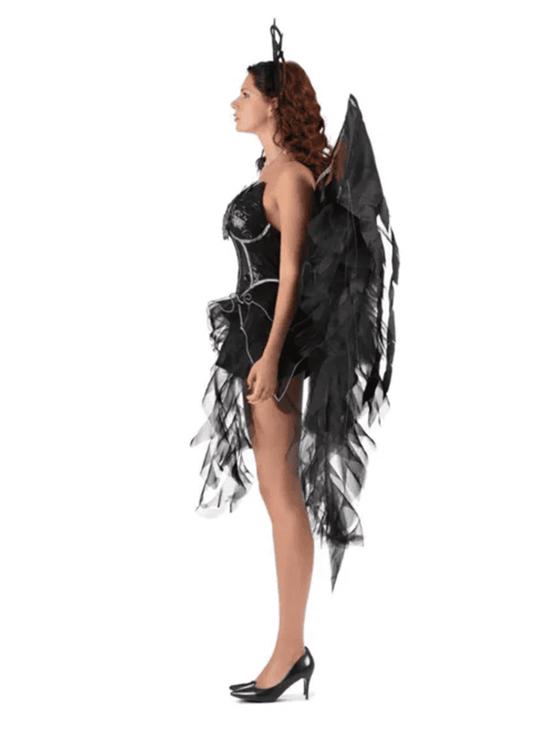 Fantasia de Anjo Negro de Luxo para Mulheres Adultas
