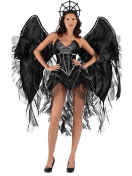 Fantasia de Anjo Negro de Luxo para Mulheres Adultas