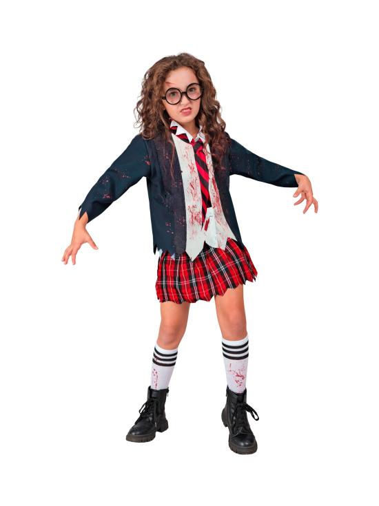 Fantasia de zumbi escolar para crianças