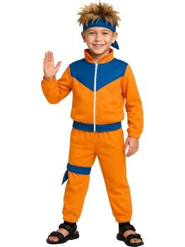 Fantasia Ninja Estilo Mangá para Meninos Laranja e Azul Naruto