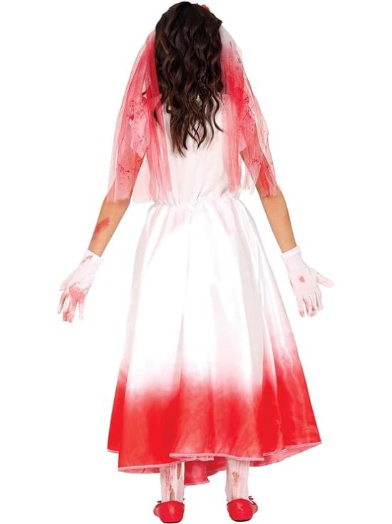 Fantasia de Noiva Sangrenta para Crianças com Véu e Vestido
