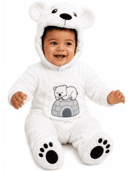 Fantasia de Urso Polar Bebê com Capuz e Protetor de Pés