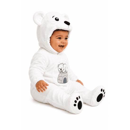 Fantasia de Urso Polar Bebê com Capuz e Protetor de Pés