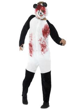 Fato de panda zumbi, luxo, adulto
