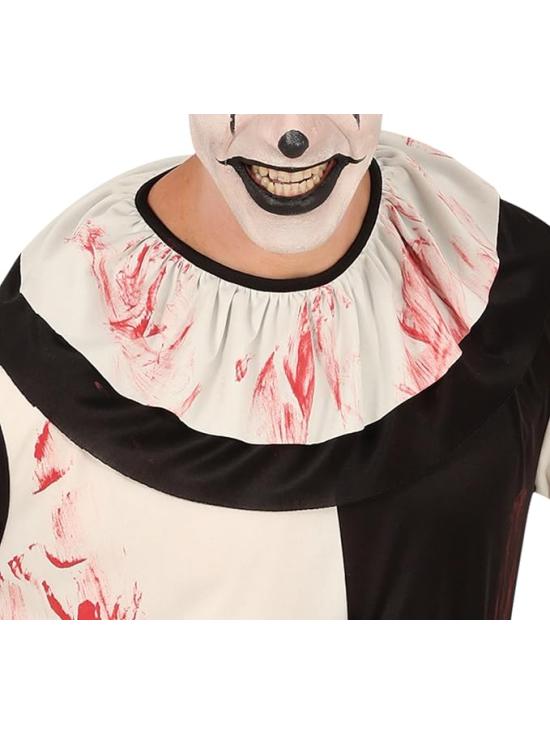Fantasia de Palhaço Impiedoso Terrificador Masculino – Gola Sangrenta e Macacão