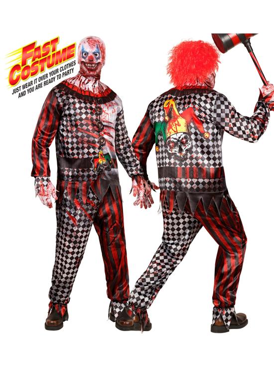 Fantasia de palhaço malvado Fast Costume para adultos