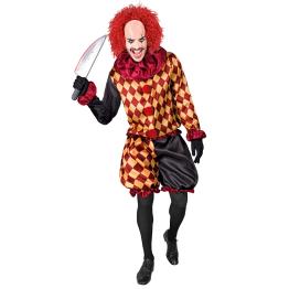 Fantasia de palhaço de terror masculina – jaqueta, gola e calças
