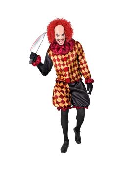 Fantasia de palhaço de terror masculina – jaqueta, gola e calças