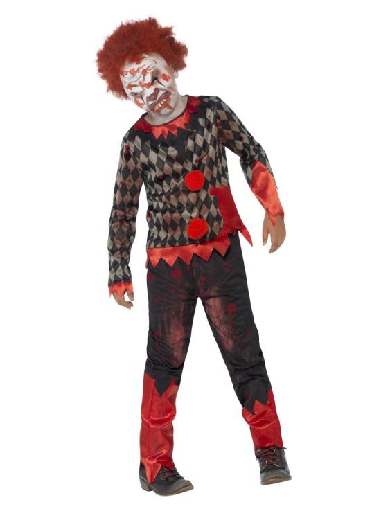 Fantasia de palhaço zumbi com máscara