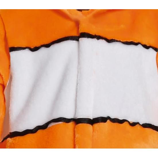 Fantasia de Peixe Palhaço - Macacão e Capuz Listrado Laranja e Branco para Bebê **