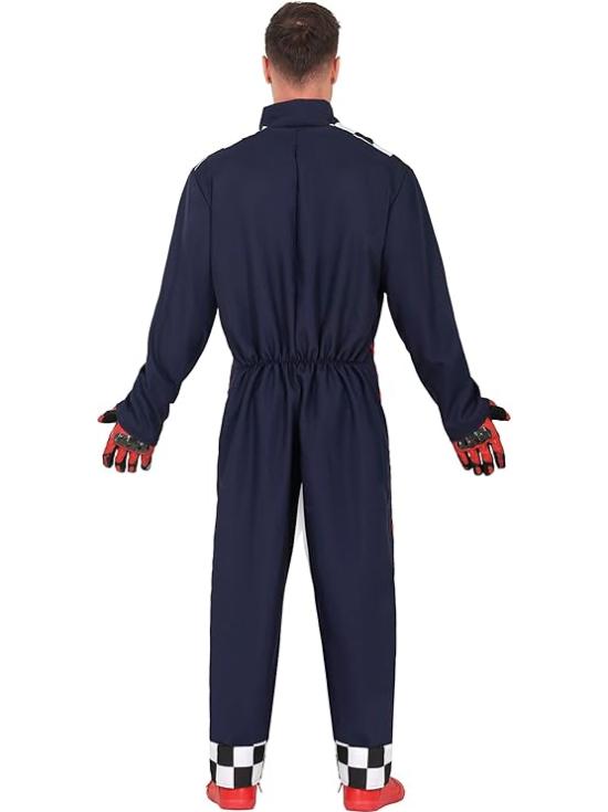 Fantasia de piloto de corrida masculino – Macacão de corrida para festas, carnaval e Halloween