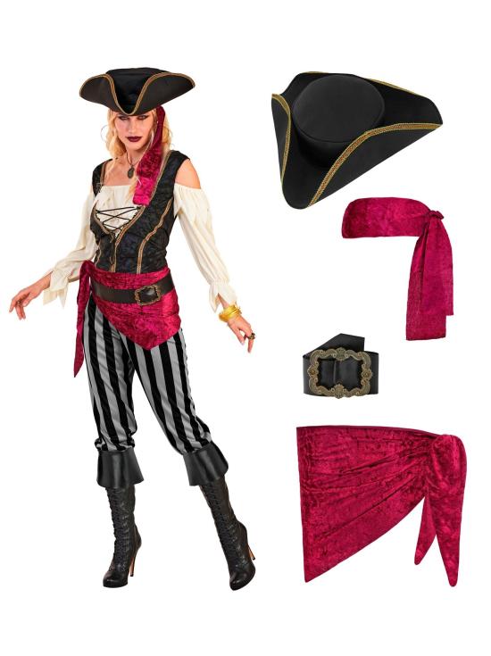 Fantasia de Pirata Feminina Deluxe – Estilo Corsário Elegante