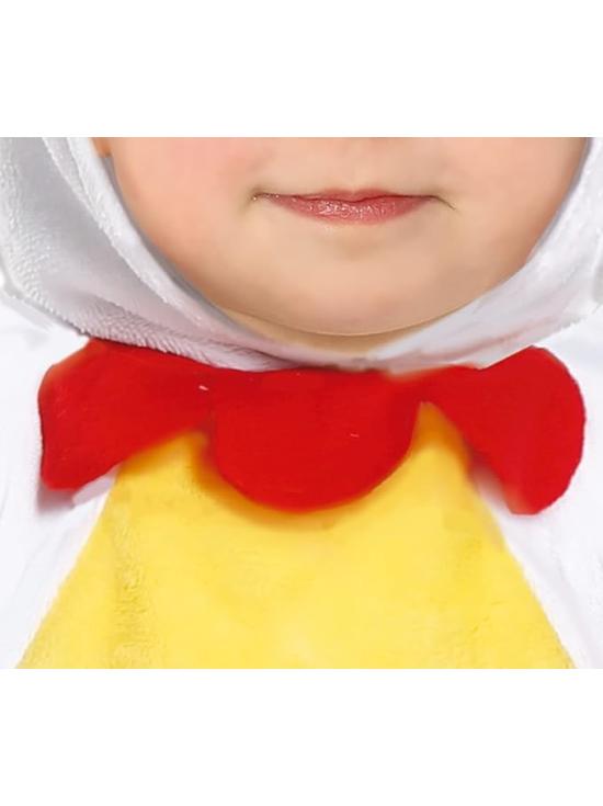 Fantasia de Frango para Bebê - Macacão com Capuz de Frango para Bebê Amarelo e Branco **