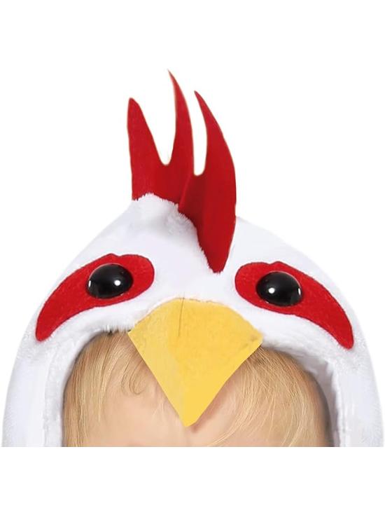 Fantasia de Frango para Bebê - Macacão com Capuz de Frango para Bebê Amarelo e Branco **