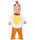 Fantasia de Frango para Bebê - Macacão com Capuz de Frango para Bebê Amarelo e Branco **