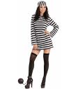 Fantasia de Prisioneira Feminina Adulta – Vestido Listrado Preto e Branco com Chapéu