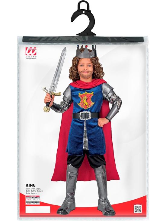 Fantasia de Rei Medieval para Meninos – Conjunto Completo de 8 Peças