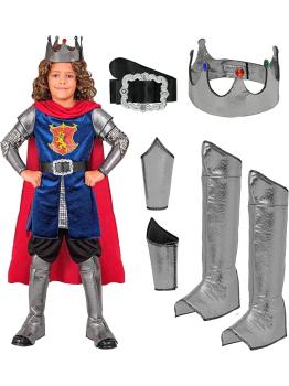 Fantasia de Rei Medieval para Meninos – Conjunto Completo de 8 Peças