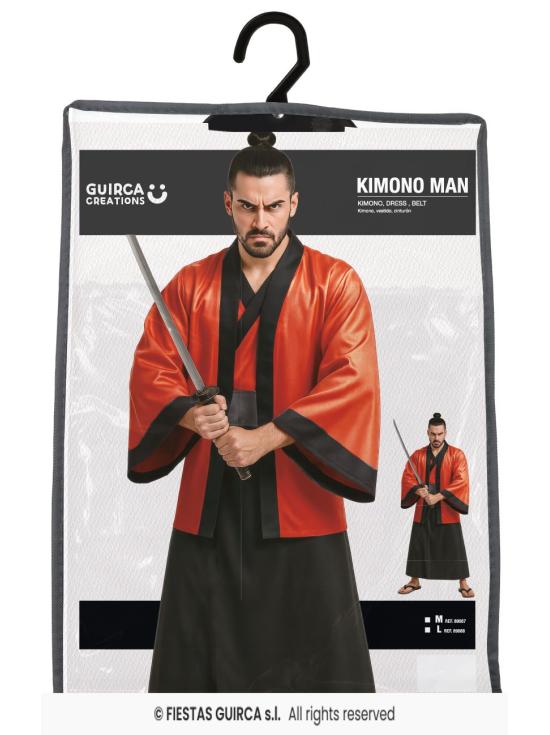 Traje masculino de samurai japonês – quimono, vestido e cinto.