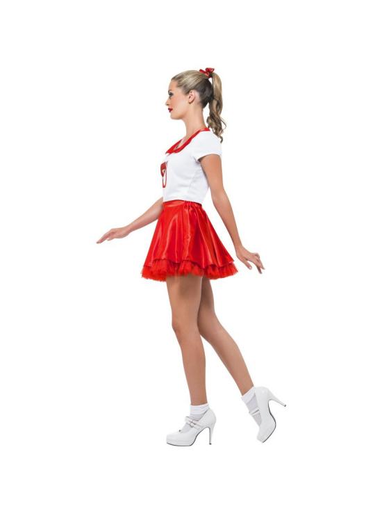Fato de líder de claque Sandy Grease para mulher