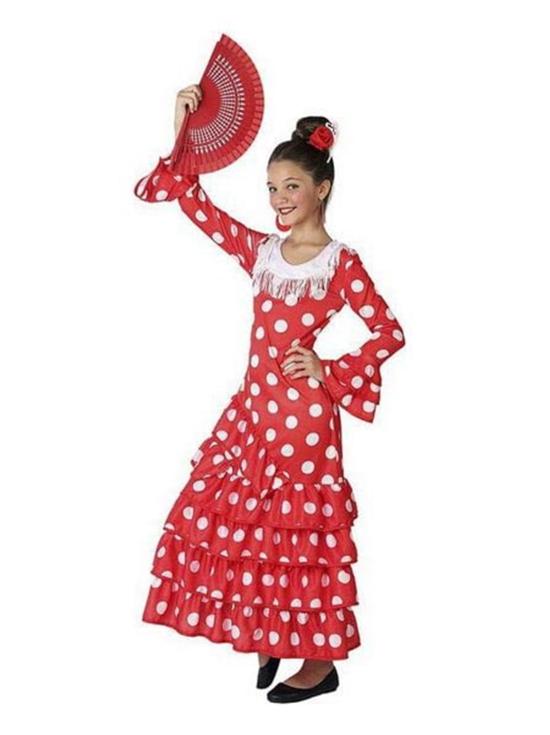 Fato de Sevilhana vermelha para menina