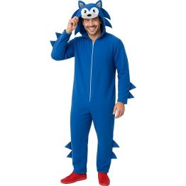 Fantasia do Sonic para Homem – Macacão Azul com Capuz Inspirado em Videojogos e Filmes