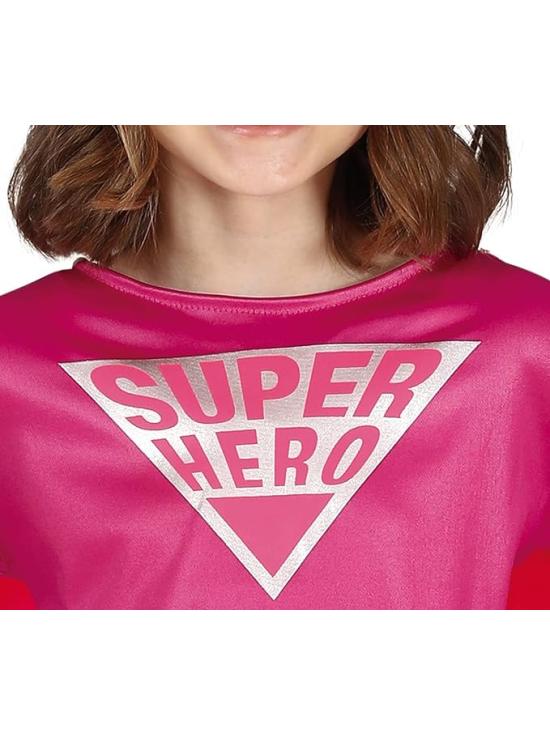 Fantasia de menina super heroína rosa **