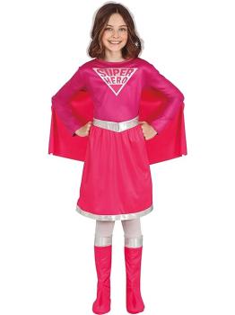 Fantasia de menina super heroína rosa **