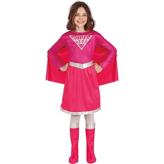 Fantasia de menina super heroína rosa **