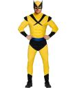 Fantasia de super-herói Wolverine musculoso dos X-Men para adultos, amarela, com capuz.