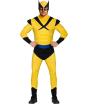 Fantasia de super-herói Wolverine musculoso dos X-Men para adultos, amarela, com capuz.